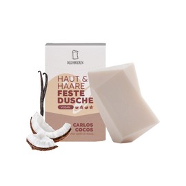 Duschbrocken 2in1 Festes Shampoo & Duschgel - 1x Carlos Cocos - Kokos-Vanille Duft - Feuchtigkeitsspendend - Natürlich, Vegan - 126g