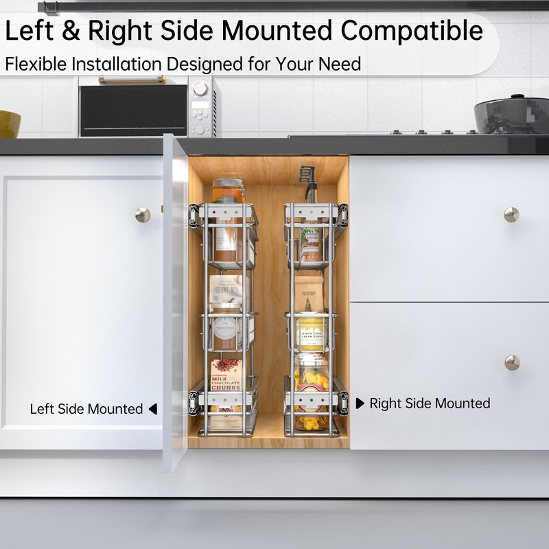 JOWBOOW Narrow Pull Out Cabinet Organizer(4⅜" W x 18⅛" D),Pull