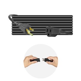 Heavy Duty Extension Cord/Wire Power Cable, Indoor/Outdoor, Single Outlet, UL Listed (10 ft, Black)