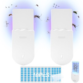Indoor Fly Trap for Home, 2Pack Highly Effective Fruit Fly Traps for Indoors, Plug-in UV Blueish-Purple Light Flying Insect Trap for Gnats, Mosquitoes, Flies, Moths and Other Nuisances (2 pcs)