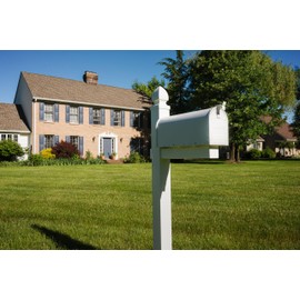 Architectural Mailboxes Admiral™ Rust-Proof Aluminum Metal Post Mounted Mail Box for Outside, White, Medium Curbside Mailbox, USPS Approved for Residential Delivery