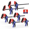 WORKPRO Bar Clamps for Woodworking 6Pk One-Handed Clamp/Spreader 6'' (4)&12''(2)