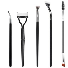 Eyelash Comb and Mascara Fan Brush for Lashes,5Pcs Lash Fan Brush Folding Angle Scalloped Lash Brush,Eyebrow Brush,Mascara Fan Brush,Angled Fan Shaped Eyelash Brush,Eyelash Eyebrow Brush for Lashes