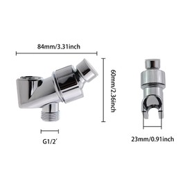 KKUANG 84x60mm Shower Arm Holder Handheld Shower Head Holder Silver 360 Degree Adjustable Direction Steel Ball Shower Bracket for Connecting Shower Arm and Shower Hose