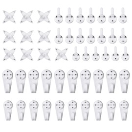 50Pcs Traceless Photo Hook Picture Hanging Hooks No Nails Hooks Photo Frame Hanger Hook White Non-Trace Hard Wall Hanger Hook Picture Hooks No Nails for Hanging Frames on Hardwall Drywall Plasterboard