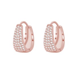 Reffeer Solid 925 Sterling Silver CZ Hoop Earrings for Women Earrings Chunky Thick Hoop Earrings CZ Teardrop Hoop Earrings (C-Rose Gold Plated)