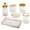 Nicole Miller - Bathroom Set, 4pc Glass Countertop Accessories, Dorm