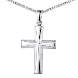 MATERIA by Matthias Wagner Cross Pendant 925 Silver Rhodium-Plated or Gold-Plated, Silver, Cubic Zirconia