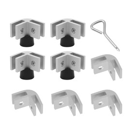 MDEOOSKY 8PCS Fire Pit Glass Wind Guard Kit, DIY Wind Guard Corner Hardware for 5/16 Inch Thick Glass with Aluminum Bases