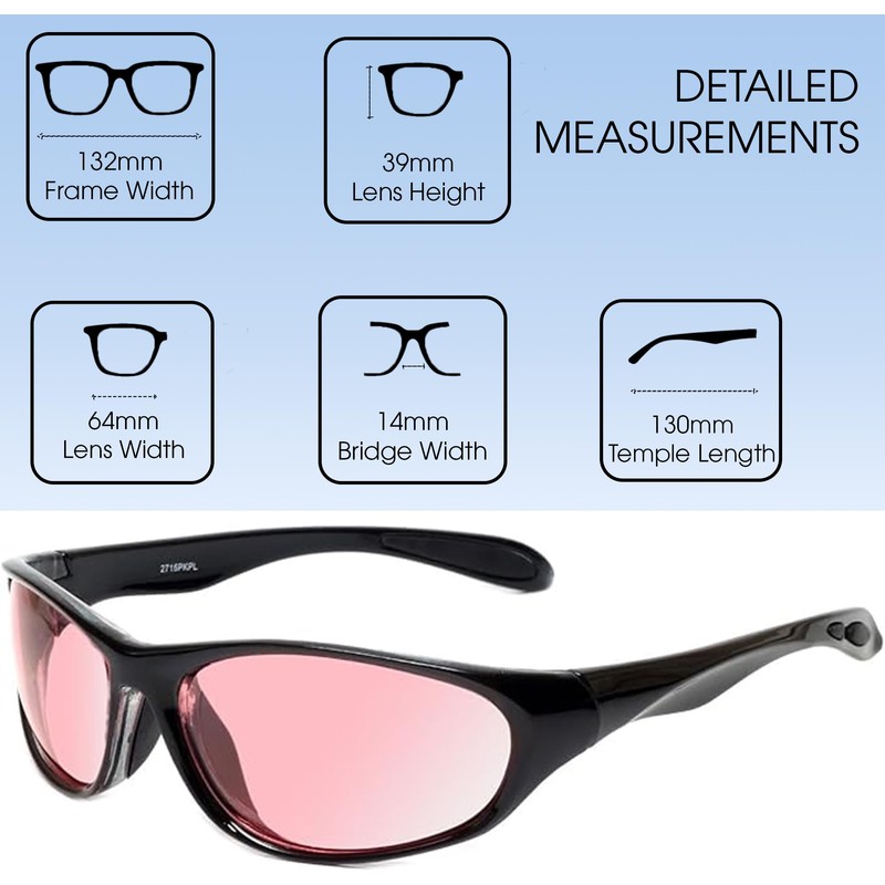 Calabria FL-41 Pink Tinted Glasses Light Sensitivity Outdoor Indoor Migraine
