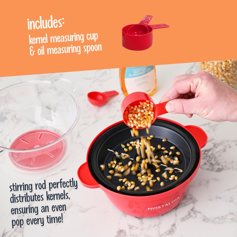 Nostalgia Electric Non Stick Stirring Popcorn Maker for 8 Cups