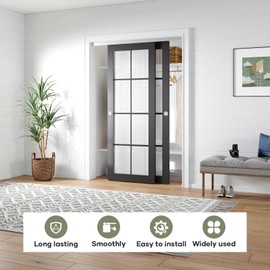 EaseLife 5.3FT/64in Bypass Double Sliding Pocket Door Hardware Kit,Commercial Grade,Aluminum,Bypassing Wardrobe Closet Door Track for 2 Door System,Slide Smoothly Quietly,Easy Install,No Door