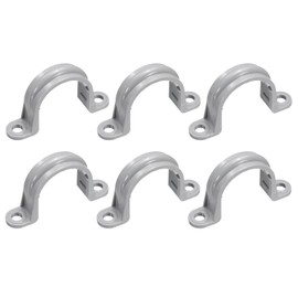 sourcing map 6Pcs 1 Inch PVC Pipe Straps, 2 Hole Conduit Pipe Clamps Supports, Mounting Bracket Clips for Cables and Tube Fittings, Gray