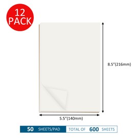 suituts 12 Pack Memo Pads 5.5X8.5 Inch Scratch Pads/Writing Pads, Blank Note Pads Bulk for Office, School, Business Work (Each Pad 50 Sheets)