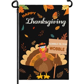 Cryfox Happy Thanksgiving Garden Flags for Outside Turkey Be Thankful Garden Flag 12x18 Double Sided Fall Autumn Yard Flags for Holiday Garden Lawn Party Decor