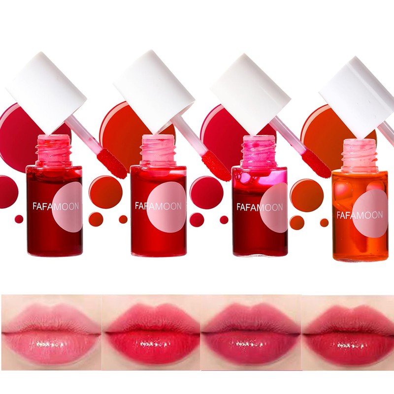 4 piezas de tinte de labios, brillo de labios de