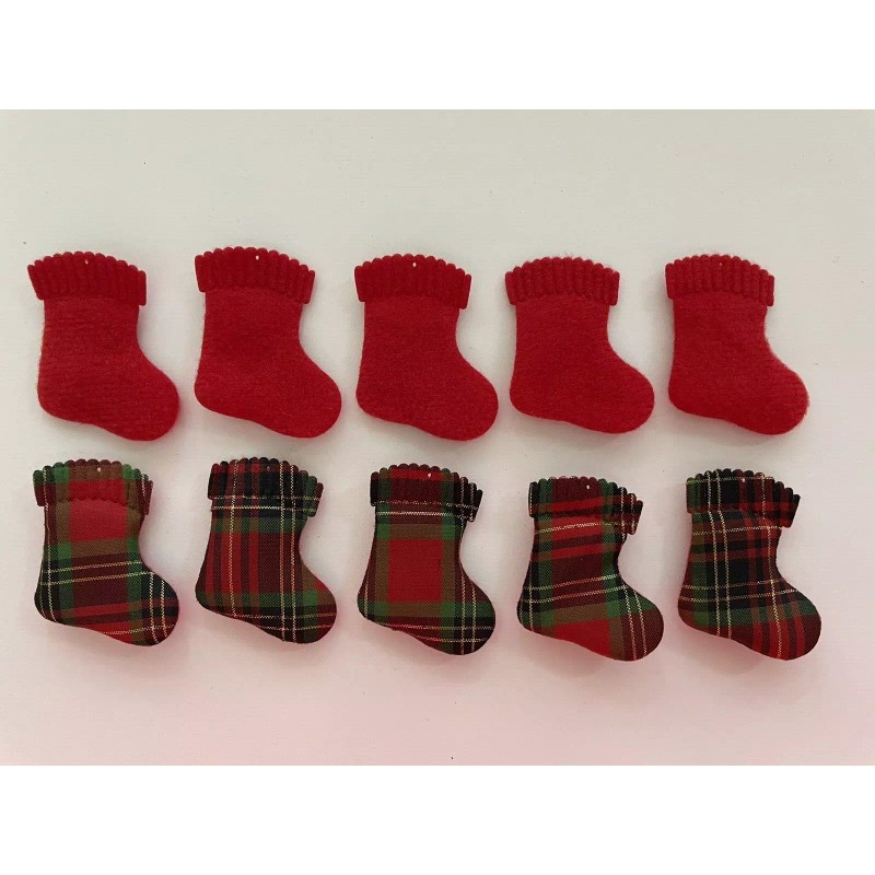 Christmas Stocking 10pc Fabric Applique Embellishments