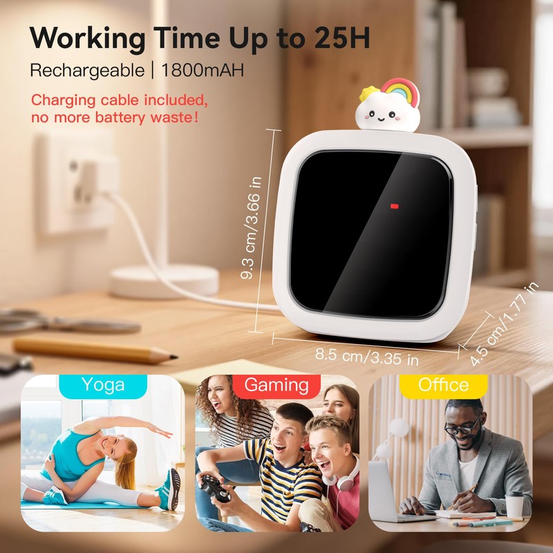 Yunbaoit Digital Visual Timer for Kids, Rechargeable 99-Minute Silent Countdown