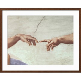 ART.COM Framed Wall Art Prints The Creation of Adam, c.1510 (detail) by Michelangelo Buonarroti, Religion & Spirituality Decor, 24" x 18", Espresso Frame with White Mat