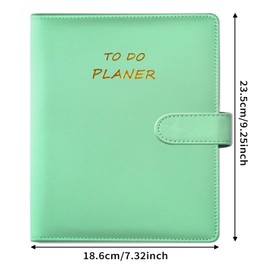 Qefuna Undated A5 6 Holes Loose Leaf PU Daily Planner, Notebook with To Do List Task List Diary 140 Pages/70 Sheets Notepads Hard Cover Daily Planning for Planner, Daily Plan Green