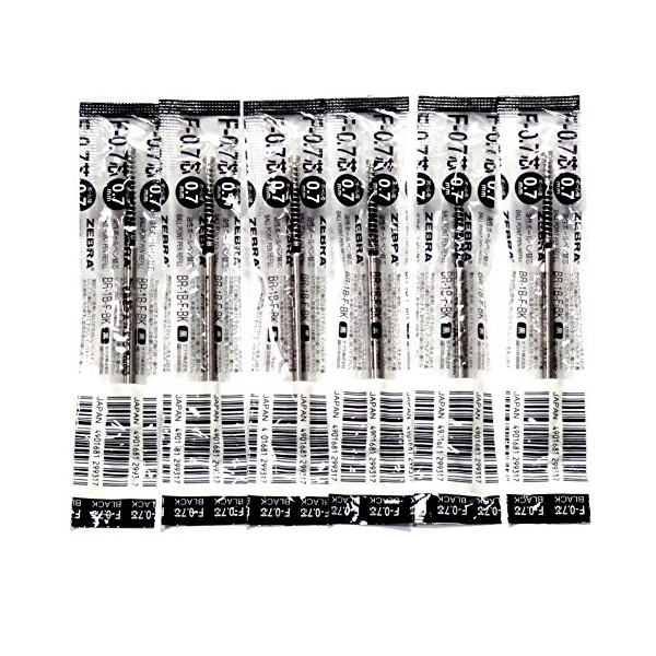 Zebra F-0.7 Black Ink Refill (BR-1B-F-BK), for NuSpiral CC 0.7mm Ballpoint Pen (BA51), Ã 6 Pack/total 6 pcs (Japan Import) [Komainu-Dou Original Package]