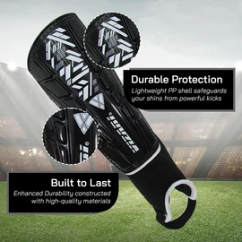 Vizari Malaga Soccer Shin Guards - Breathable & Lightweight Soccer Shin Pads with Ankle Protection - Reduces Shocks & Injuries - Adults, Youth & Kids Soccer Shin Guards with Non-Slip Adjustable Strap