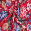 Red Periwinkle Medium Floral Pattern Printed Stretch Poly Power Mesh