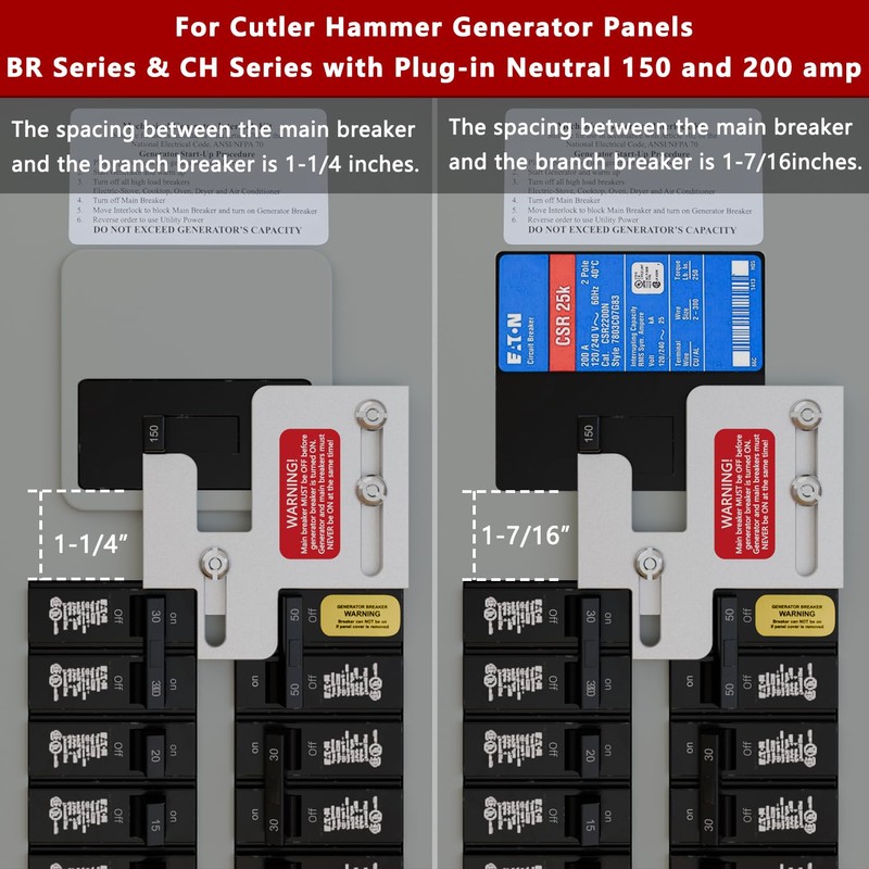 Generator Interlock Kit Compatible with Eaton Cutler Hammer BR Series