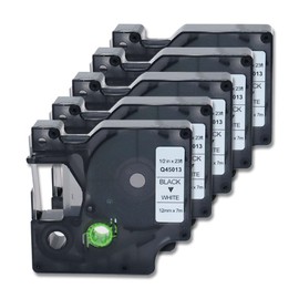 Doree 5 Pack Compatible Label Tape 45013 S0720530 12 mm x 7 m Black on White for DYMO LabelManager 160、210D、220P、280、350D、360D、400、450、DYMO LabelPoint 100、150、 200、250、30 0