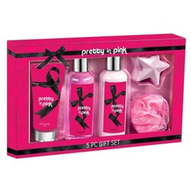 Freida & Joe Fragrance Bath & Body Collection Gift Box, Includes Shower Gel, Body Lotion, Body Scrub, Bath Bomb & Sponge (Pretty in Pink)