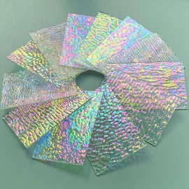 PALJOLLY 12 Sheets Iridescent Clear Stained Glass Sheet Variety Textures, 4 x 6 inch Transparent Cathedral Mosaic Glass for Crafts, Stained Glass Supplies for Art Glass Projects and Mosaic Work
