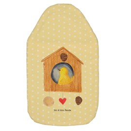 Mr. & Mrs. Panda Children's Hot Water Bottle / Bird House Yellow Pastel