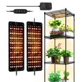 Barrina Grow Lights for Indoor Plants, 20W (2 x 10W) Full Spectrum Ultra-Thin Grow Light Panel with 3/6/12H Auto On/Off Timer for Hydroponics, Seedlings, Succulents, Veg, Flowers & More, 2-Pack