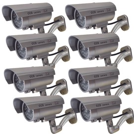 Yuarisx 8x Outdoor Dummy Security Camera Fake Flashing Infrared Bullet Home Surveillance