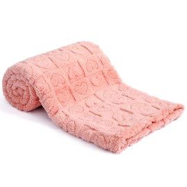 Excervent Baby Blanket 3D Heart Checkered Jacquard, Ultra Soft Newborn Receiving Infant Toddler Crib Stroller Flannel Fleece Throw Blanket, Cute Lovely Gift for Girls Boys, 30x40 Inches, Pink