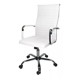 ZEM Silla de escritorio ZEM SE01 ergonómica  blanca con tapizado de cuero sintético