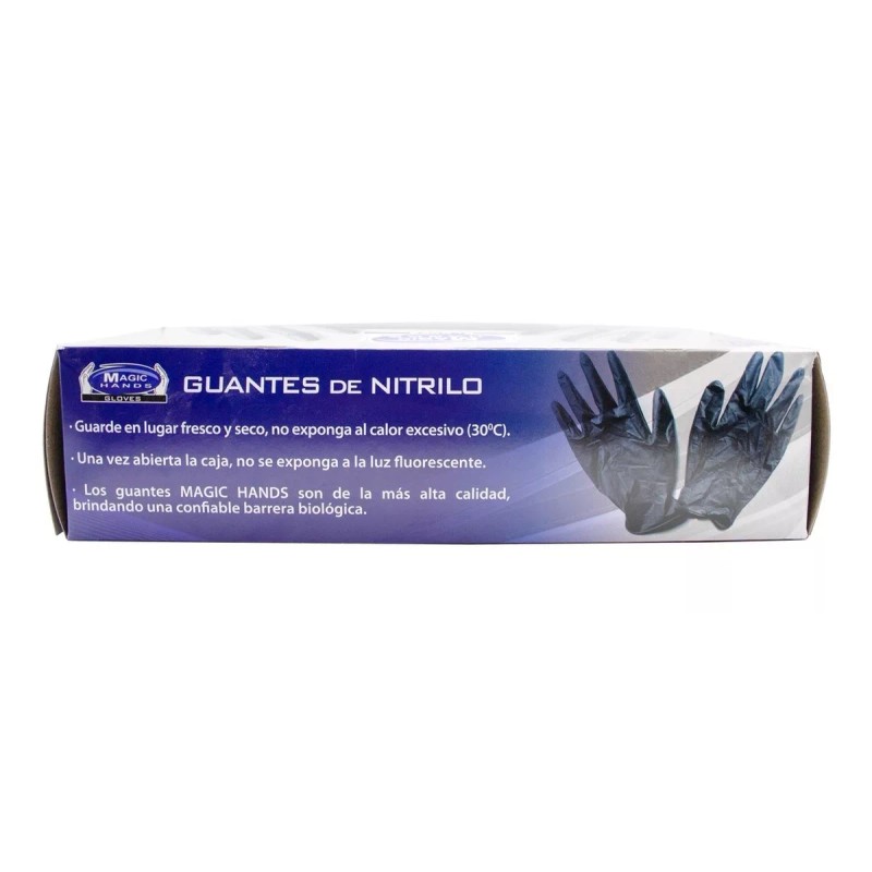 Magic Hands Guantes De Nitrilo 100 Pz Negro No Tóxico