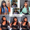 Women's Straight Human Hair Wig with Bangs, 2 x 1