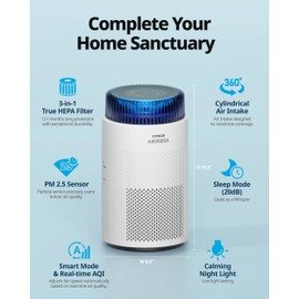 COWAY Air Purifiers for Bedroom Home up to 810 ft², True HEPA Filter for Smoke, Allergies, Pet Dander, Odor, AQI Monitor, Auto&Sleep Mode, Timer, Filter Indicator, Night Light, 3yr Warranty, 100 White