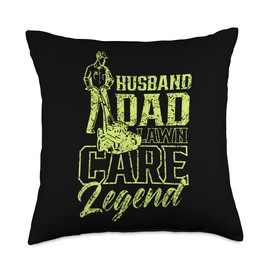 Lawn Care Gardening Lawn Mowing Gardener Daddy Husband Dad Lawn Care Legend Cut Mower Mowing Grass Father Throw Pillow, 18x18, Multicolor