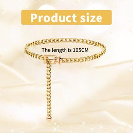 Belt Women's Chain Belt, Hip Hop Retro Gold Metal Chains, Women's Waist Belt, Gold Belt, Belly Chain for Women, Vintage Belt Chain Design, Elastic Chain Belt with Hook Closure, gold