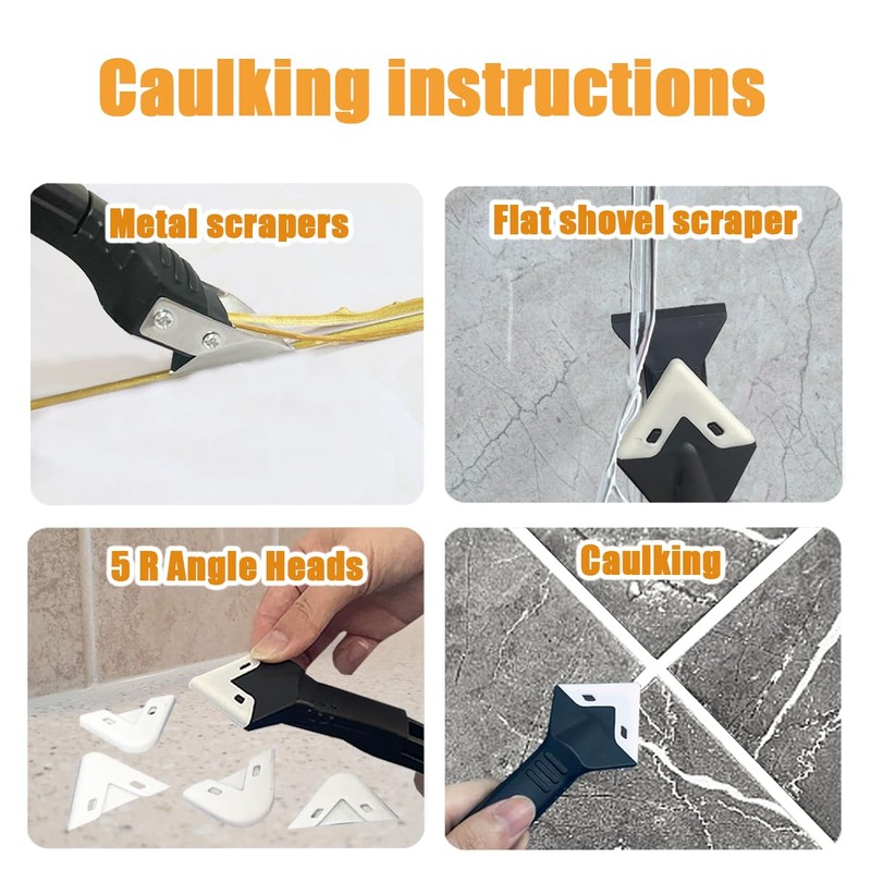10 PCS Silicone Caulking Tools (Stainless Steel head) 5 in