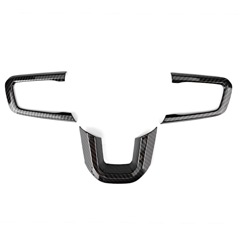3pcs Carbon Fiber Texture Steering Wheel Decoration Molding Trim Fit