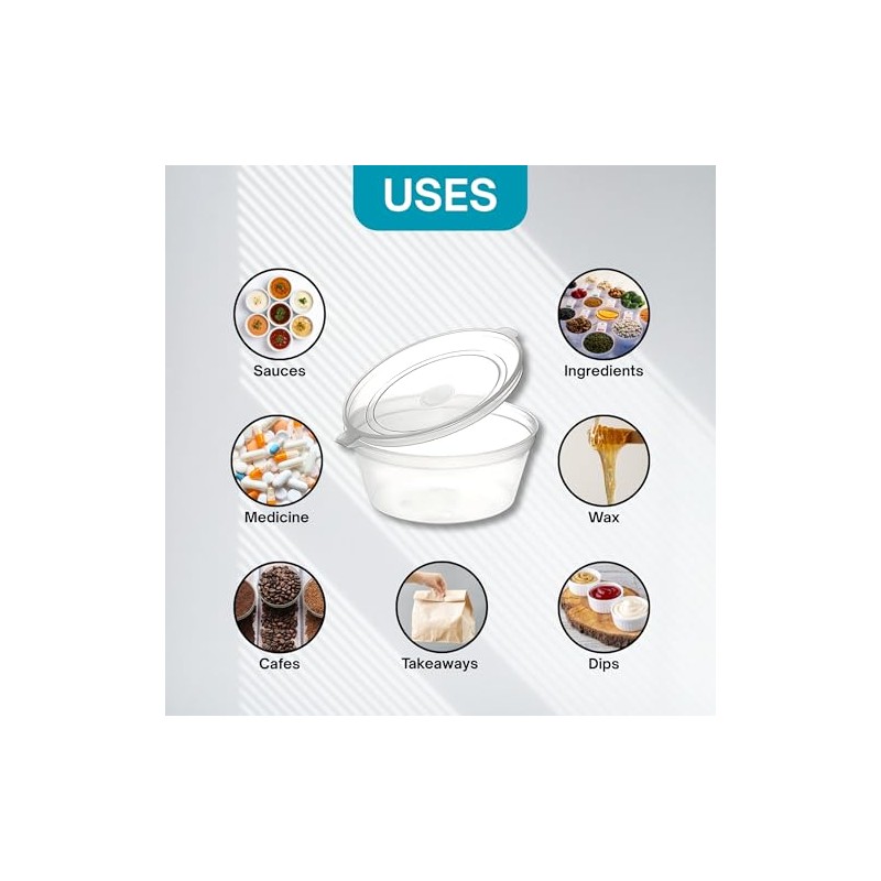 Somwell - 100pcs x 2oz Clear Round Hinged Pots With