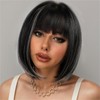 Getshow Short Black with Highlight Bob Wigs for Women,Synthetic Hair