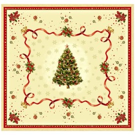 IL MAGGIOLINO Christmas tablecloth, table linen, winter Xmas kitchen table decoration, 100 x 100 cm, Navidad Lurex fabric tapestry, fantasy, made in Italy