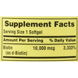Biotina 10,000mcg 120 Cpsulas cabello Hermoso Uas Y Piel Sabor Sin sabor como tratamiento o prevencin de la deficiencia de biotina fortaleciendo el...