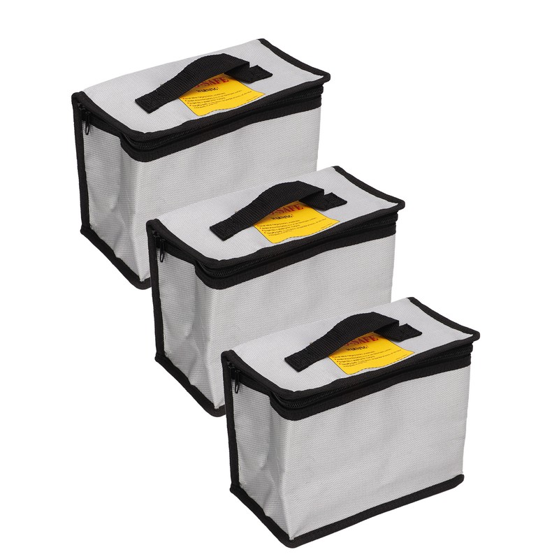 3PCS Lithium Battery Bag with Zipper Portable Fireproof Explosionproof Battery