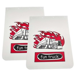 BST BSSP 2PCS Universal 24"x30" Mudflaps, White Straight Splash Guard Mudflap for Semi Trucks Tractor Trailer,Heavy Duty Polymer Material