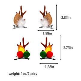 ZHOUMEIWENSP Christmas Hair Clip Cute Reindeer Antlers Headdress Hairpin for Christmas Party Antlers Ears Hair Accessory (Color 2)